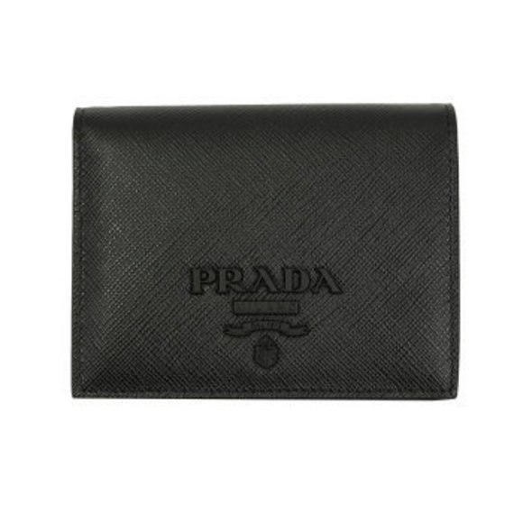 Prada Leather Wallet Black Bifold SAFFIANO SHINE NERO - Picture 1 of 4